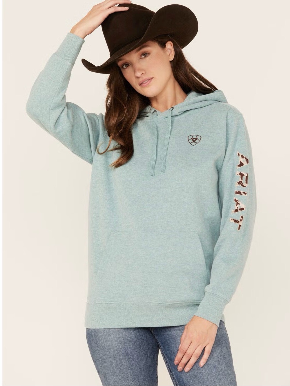 Ariat Women's Boot Burn Exclusive Cow Print Embroidered Logo Hoodie